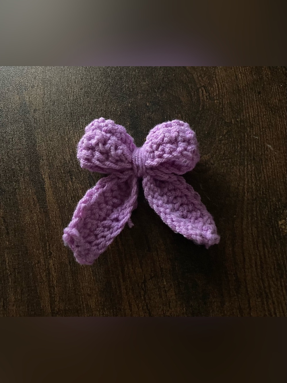 Handmade Lavender Crochet Bow Accent - Soft Fiber Art Accessory